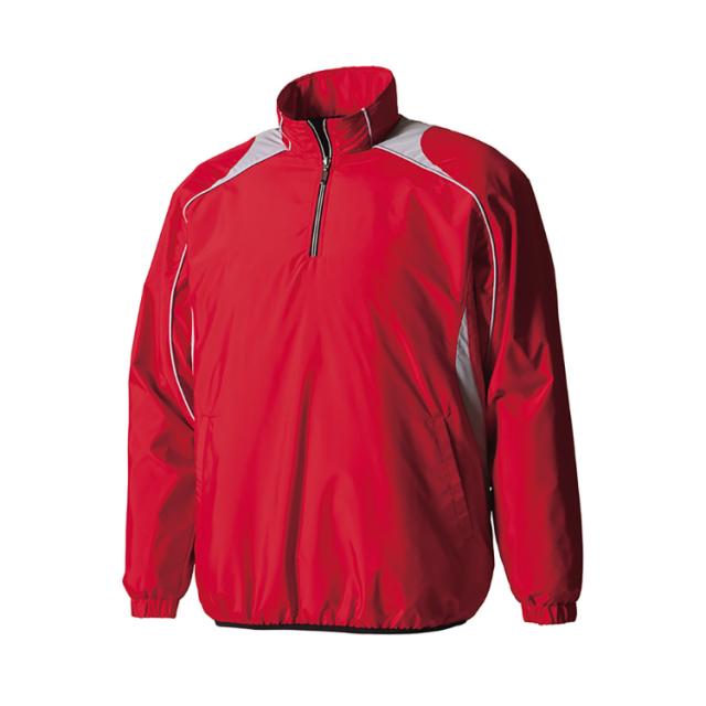 DESCENTE デサント 長袖プルオーバーコート レッドxシルバー Oサイズ STD-425B RED | スポーツ スポーツ用品 野球 ベースボール ベースボールウェア トレーニングウェア アウター 長袖 プルオーバーコート コート 防風 保温 はっ水 耐水 中綿 レッド シルバー O