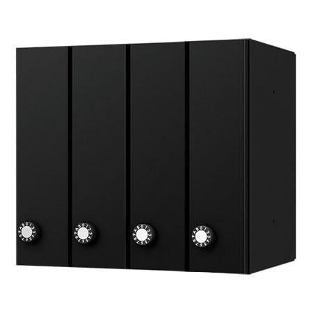NASTA ナスタ ポスト D-ALL 4戸 可変ダイヤル錠 ブラック 360×400×294.5 KS-MB3101P-4LKT-BK | KS-MB3101P シリーズ メール便 はがき DM パンフレット カタログ 回覧板 郵便受け 郵便ポスト 新聞受け 玄関ポスト メールボックス おしゃれ シンプル_1