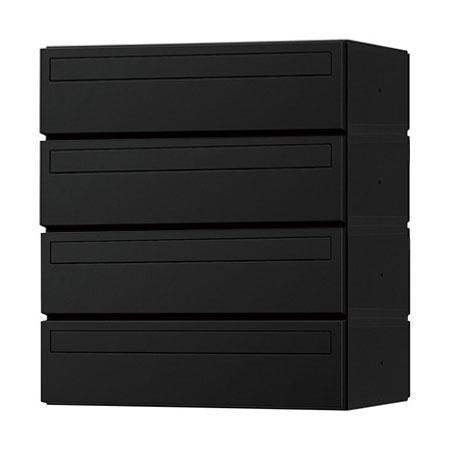 NASTA ナスタ ポスト D-ALL 4戸 静音大型ダイヤル錠 ブラック 400×360×294.5 KS-MB3101P-4LY-BK | KS-MB3101P シリーズ メール便 はがき DM パンフレット カタログ 回覧板 郵便受け 郵便ポスト 新聞受け 玄関ポスト メールボックス おしゃれ シンプル