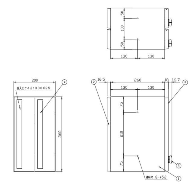 NASTA ナスタ ポスト D-ALL 2戸 可変ダイヤル錠 ブラック 360×200×294.5 KS-MB3101S-2LKT-BK | KS-MB3101S シリーズ メール便 はがき DM パンフレット カタログ 回覧板 郵便受け 郵便ポスト 新聞受け 玄関ポスト メールボックス おしゃれ シンプル_3
