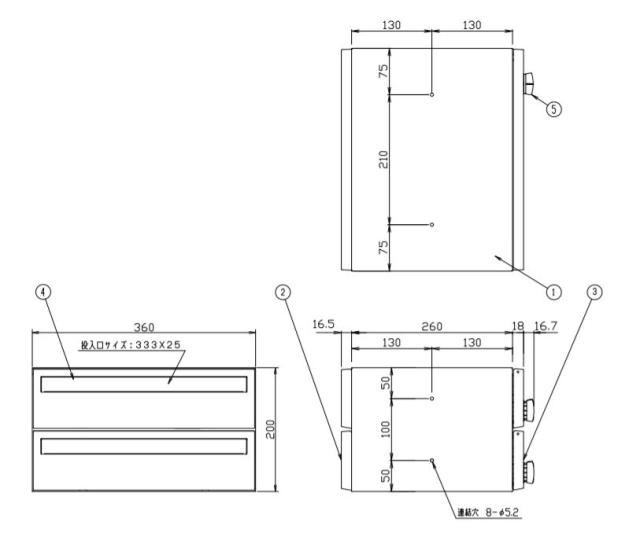 NASTA ナスタ ポスト D-ALL 2戸 静音大型ダイヤル錠 ホワイト 200×360×294.5 KS-MB3101S-2LY-W | KS-MB3101S シリーズ メール便 はがき DM パンフレット カタログ 回覧板 郵便受け 郵便ポスト 新聞受け 玄関ポスト メールボックス おしゃれ シンプル_3