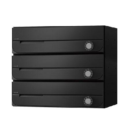 NASTA ナスタ ポスト D-ALL 3戸 静音大型ダイヤル錠 ブラック 300×360×317.3 KS-MB3202PU-3L-BK | KS-MB3202PU シリーズ メール便 はがき DM パンフレット カタログ 回覧板 郵便受け 郵便ポスト 新聞受け 玄関ポスト メールボックス おしゃれ シンプル