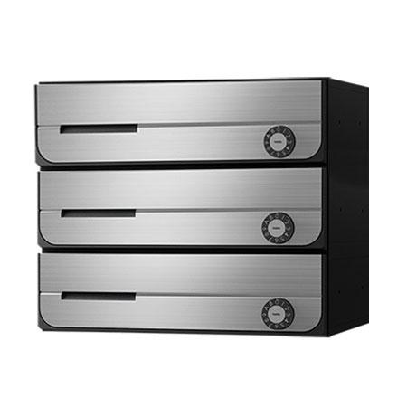 NASTA ナスタ ポスト D-ALL 3戸 静音大型ダイヤル錠 ステンレスヘアーライン 300×360×317.3 KS-MB3202PU-3L-S | KS-MB3202PU シリーズ メール便 はがき DM パンフレット カタログ 回覧板 郵便受け 郵便ポスト 新聞受け 玄関ポスト メールボックス おしゃれ シンプル