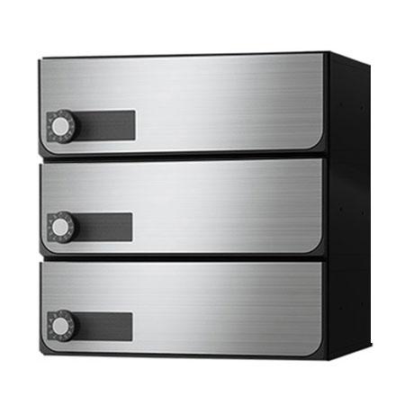 NASTA ナスタ ポスト D-ALL 上開き 3戸 可変ダイヤル錠 ステンレスヘアーライン 360×360×333.2 KS-MB4402PU-3LK-S | KS-MB4402PU シリーズ メール便 はがき DM パンフレット カタログ 回覧板 郵便受け 郵便ポスト 新聞受け 玄関ポスト メールボックス おしゃれ シンプル_1