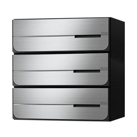 NASTA ナスタ ポスト D-ALL 上開き 3戸 静音大型ダイヤル錠 ステンレスヘアーライン 360×360×333.2 KS-MB4402PU-3L-S | KS-MB4402PU シリーズ メール便 はがき DM パンフレット カタログ 回覧板 郵便受け 郵便ポスト 新聞受け 玄関ポスト メールボックス おしゃれ シンプル