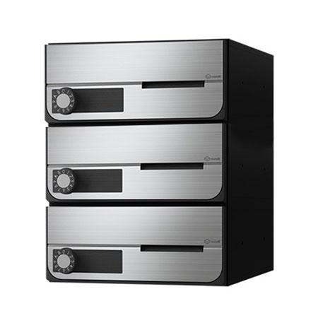 NASTA ナスタ ポスト D-ALL 3戸 上開き 静音大型ダイヤル錠 ステンレスヘアーライン 360×280×406.2 KS-MB6002PU-3L-S | KS-MB6002PU シリーズ メール便 はがき DM パンフレット カタログ 回覧板 郵便受け 郵便ポスト 新聞受け 玄関ポスト メールボックス おしゃれ シンプル