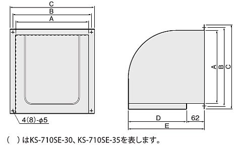 Nasta ナスタ 屋外換気口 ステンレス 木枠留め用 強制換気 深型タイプ Ks 710se シリーズ 寸法a 350 B 370 C 390 D 300 E 362 Ks 710se 3の通販はau Pay マーケット Desir De Vivre