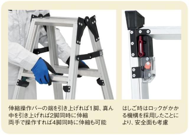 ピカコーポレーション PiCa アウトリガー付き はしご兼用脚立 NDA セーフリガー 1.98 NDA-210 | 脚立 ピカ 折りたたみ アルミ 工事 照明 用品 はしご 脚立 プロ 職人 整備 洗車 DIY_3