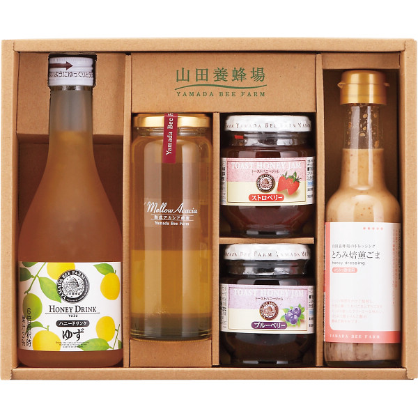 山田養蜂場 はちみつアラカルトセット DJG-50 | 0445045 ギフト 贈答 進物用 お祝い 内祝い お礼 お返し 挨拶 お中元 お歳暮 お供え はちみつ ハチミツ 詰め合わせ セット おいしい おしゃれ 人気 食品 化粧箱入りの通販は 6,210円
