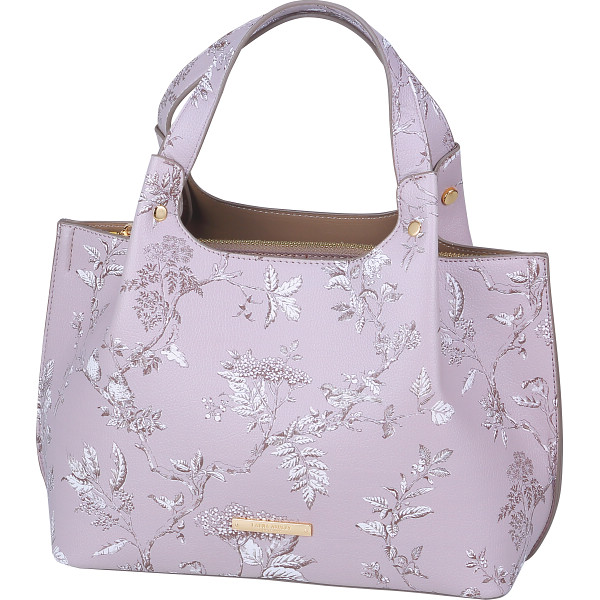 ローラアシュレイ 手提げバッグ グレージュ ILPC-01GYG | 24-0385-064手提げかばん トートバッグ 鞄 カバン シボ加工 合成皮革 大人可愛い デザイン 花柄 立体的 シルエット お出かけ 通勤 通学 ファッション小物 カジュアル おしゃれ レディースの通販は 8,580円