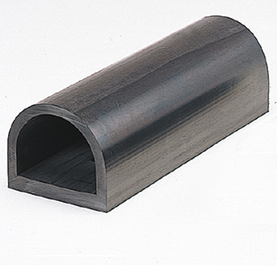 信栄物産 ターミナルラバー （別寸アイテム） KS20-10 | カーストッパー D型ゴム 無垢タイプ ゴムストッパー トラック当たり止めゴム 当て板無 かまぼこ型 合成ゴム製 耐候性 耐水性 耐久性 倉庫 物流センター 配送センター 工場 駐車場 車止め