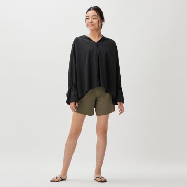 speedo スピード SF E HOODIE ブラック Mサイズ SFW92335 K | スポーツ スポーツ用品 水泳 プール 水着 スイムウェア レディース 女性 ラッシュガード フーディー ラウンド裾 ドローコード付き UVカット UVケア トレンド リサイクル素材 デザイン ブラック M_2