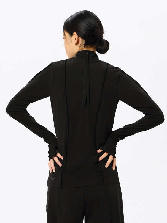 speedo スピード L/S STITCHING SEPA ブラック S SFW22531 K | スポーツウェア ウエア スポーツ 水泳 スイミング プール 水着 長袖 トップス ボトムス キュロット Aライン UVカット 紫外線対策 軽量 アウトドア トレーニング レディース 女性 speedo スピード L/S STITCHING SEPA ブラック S SFW22531 K