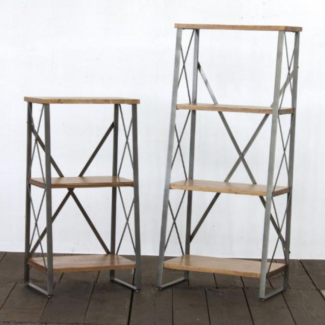 SPICE スパイス SPICE OF LIFE タイムレスウッド 4段ワイドシェルフ 組立式 ADFK2040 | 家具 シェルフ 棚 ヴィンテージ インテリア アイアン 木製板 4段 台形型 デザイン 組立式 収納 持ち運び 便利