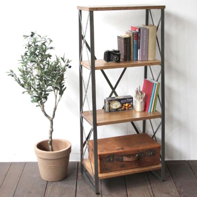 SPICE スパイス SPICE OF LIFE タイムレスウッド 4段ワイドシェルフ 組立式 ADFK2040 | 家具 シェルフ 棚 ヴィンテージ インテリア アイアン 木製板 4段 台形型 デザイン 組立式 収納 持ち運び 便利