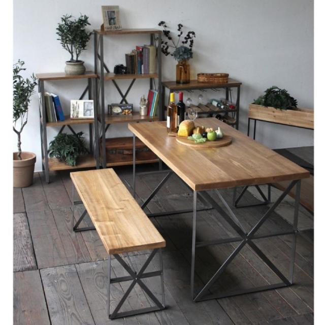 SPICE スパイス SPICE OF LIFE タイムレスウッド 4段ワイドシェルフ 組立式 ADFK2040 | 家具 シェルフ 棚 ヴィンテージ インテリア アイアン 木製板 4段 台形型 デザイン 組立式 収納 持ち運び 便利