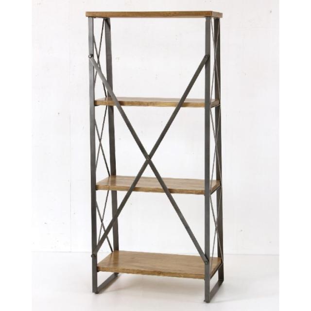 SPICE スパイス SPICE OF LIFE タイムレスウッド 4段ワイドシェルフ 組立式 ADFK2040 | 家具 シェルフ 棚 ヴィンテージ インテリア アイアン 木製板 4段 台形型 デザイン 組立式 収納 持ち運び 便利