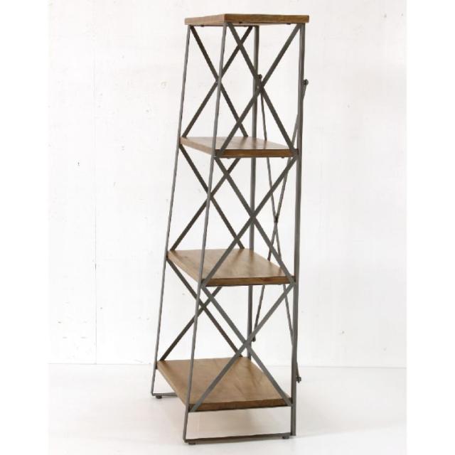 SPICE スパイス SPICE OF LIFE タイムレスウッド 4段ワイドシェルフ 組立式 ADFK2040 | 家具 シェルフ 棚 ヴィンテージ インテリア アイアン 木製板 4段 台形型 デザイン 組立式 収納 持ち運び 便利