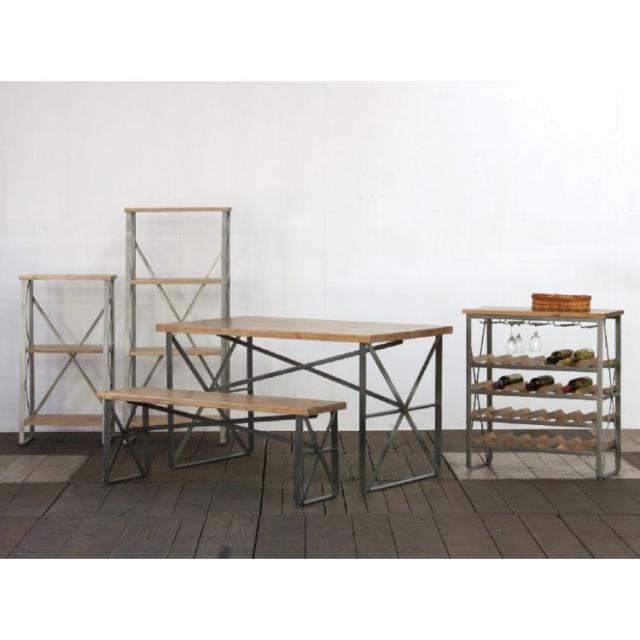 SPICE スパイス SPICE OF LIFE タイムレスウッド 4段ワイドシェルフ 組立式 ADFK2040 | 家具 シェルフ 棚 ヴィンテージ インテリア アイアン 木製板 4段 台形型 デザイン 組立式 収納 持ち運び 便利