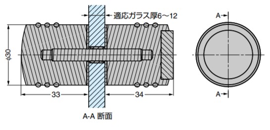 SUGATSUNE スガツネ工業 戸当り付ガラスドアノブ 8294MS7 100-032-061 8294MS7 | ドアノブ ハンドル ノブ シンプル おしゃれ 黄銅 エチレンプロピレンゴム EPDM クロムめっき_3