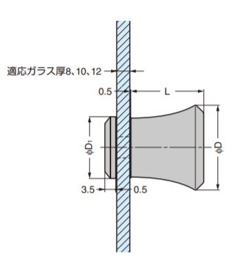 SUGATSUNE スガツネ工業 ガラス用ノブ DG-BT型 100-010-451 DG-BT40-SC | ドアノブ ハンドル ノブ シンプル おしゃれ 黄銅 サテンクロムめっき_1