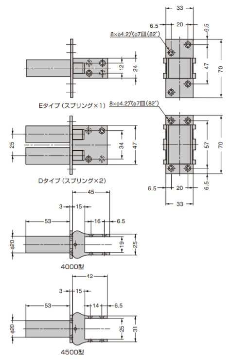 SUGATSUNE スガツネ工業 スイングドアヒンジ 4000型 170-182-602 4000D