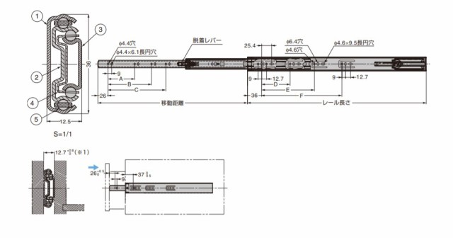 SUGATSUNE スガツネ工業 スライドレール 3670 セルフ＆ソフトクロージング機構付 金色めっき仕様190-037-612 3670-300GA | 建築金物 家具