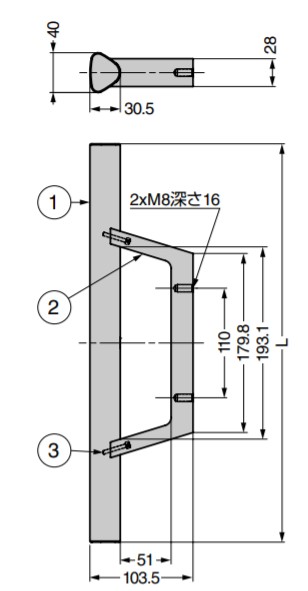 SUGATSUNE スガツネ工業 マシナリーハンドル TBH型 ストレートタイプ PAT 100-036-950 TBH-600SL | 取手 ハンドル シンプル おしゃれ バー アルミニウム合金 アルマイト処理 マットシルバー ブラケット 亜鉛合金 ZDC クロメート処理 マットブラック