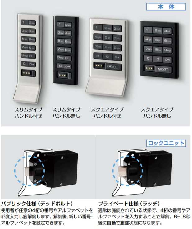 SUGATSUNE スガツネ工業 電池式電子錠システム デジロック DSKN型 用 デジロックシリーズ テンキータイプ スクエアタイプ/ハンドル無し 