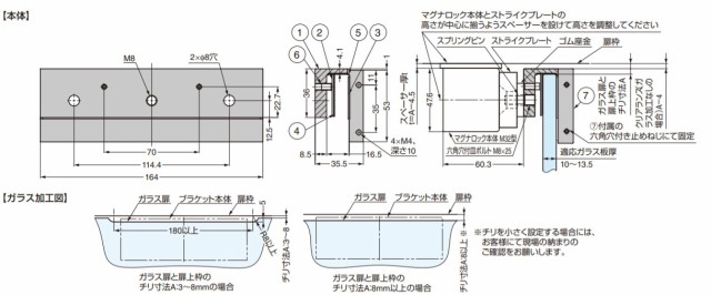 SUGATSUNE スガツネ工業 マグナロック M32型 ガラス 扉 用 ブラケット