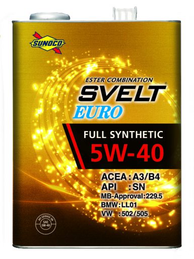 SUNOCO スノコ エンジンオイル SVELT EURO スヴェルトユーロ 5W-40 4L缶 | 5W40 4L 4リットル オイル 交換 人気 オイル缶 油 エンジン油 車検 車 オイル交換 ポイント消化