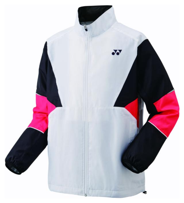 YONEX ヨネックス ジュニア裏地付ウィンドウォーマーシャツ ホワイト/ピンク J140 70105J 62 | テニスウェア バドミントンウェア 子供 ジュニア キッズ 小学生 こども用 暖かい 上着 ジャージ ウォーミングアップ テニス バドミントン 試合 スポーツウェア
