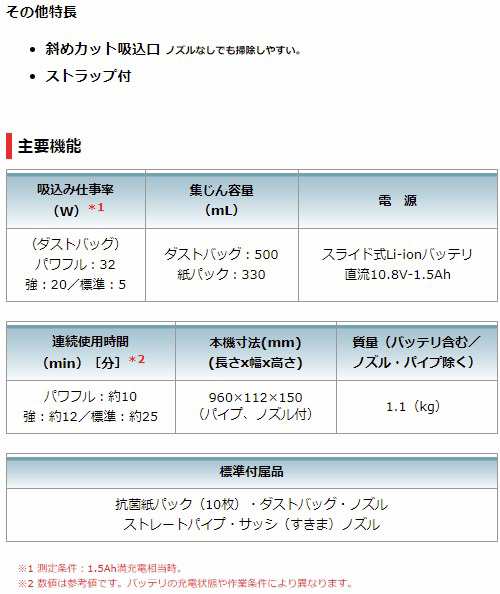 当店だけ！バッテリー充電器も1年保証! マキタ CL107FDSHW コードレス掃除機 10.8V 1.5Ah 紙パック ラウンドブラシ  付属品セット付 当店