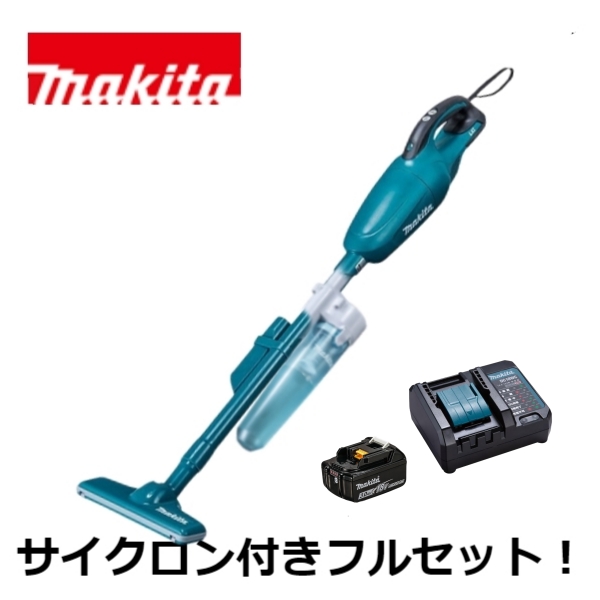 当店だけ！バッテリー充電器も1年保証! マキタ 青 18V コードレス 掃除機 カプセル式 CL180FDZ + サイクロンアタッチメント A-67169 + バッテリー BL1830B + コンパクト充電器DC18WC 充電式 クリーナー オリジナル CL180FDRF (コンパクト・静音・サイクロン付ver)