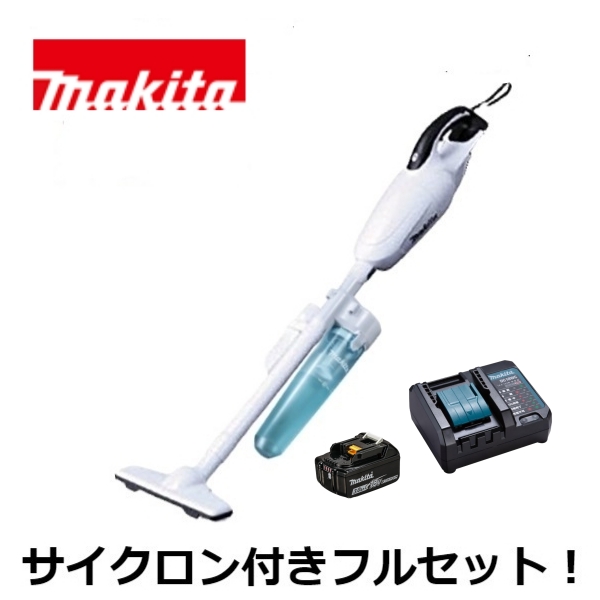 当店だけ！バッテリー充電器も1年保証! マキタ CL180FDZW 18V コードレス 掃除機 カプセル式 CL180FDZW + サイクロンアタッチメント A-67169 + バッテリー BL1830B + コンパクト充電器DC18WC 充電式 クリーナー オリジナル CL180FDRFW (静音・コンパクト・サイクロン付ver)
