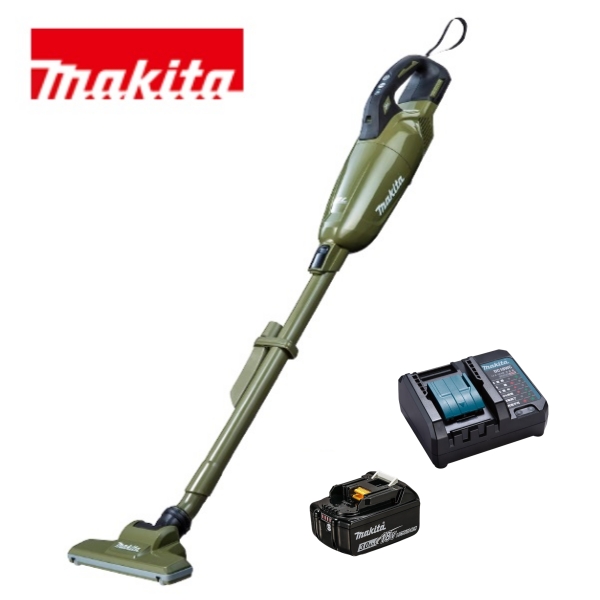 当店だけ！バッテリー充電器も1年保証! マキタ コードレス掃除機 18V カプセル式 オリーブ バッテリー コンパクト充電器 当店オリジナルセット CL284FDRFO (コンパクト・静音ver)