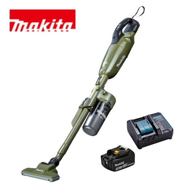 当店だけ！バッテリー充電器も1年保証! マキタ コードレス掃除機 18V カプセル式 オリーブ CL284FDZO + ショートサイクロン + バッテリー + コンパクト充電器 充電式 クリーナー スイッチ 当店オリジナルセット CL284FDRFO (サイクロン・コンパクト・静音ver)の通販は