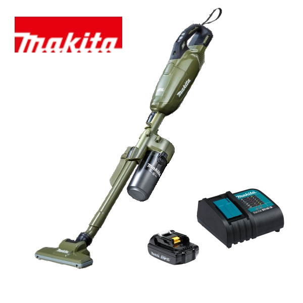 当店だけ！バッテリー充電器も1年保証! マキタ コードレス掃除機 18V 紙パック式 オリーブ CL285FDZO+ ショートサイクロン + 軽量バッテリー + 静音充電器 充電式 クリーナー スイッチ 当店オリジナルセット CL285FDRFO (サイクロン・軽量・静音ver)の通販は 27,326円