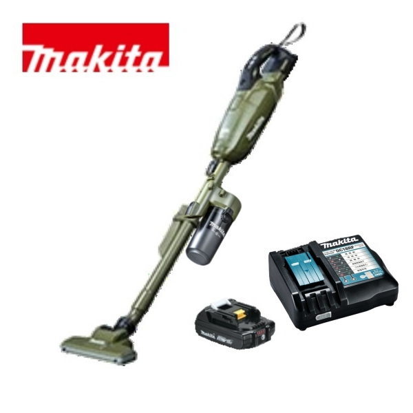 当店だけ！バッテリー充電器も1年保証! マキタ コードレス掃除機 18V 紙パック式 オリーブ CL285FDZO+ ショートサイクロン + 軽量バッテリー + 急速充電器 充電式 クリーナー スイッチ 当店オリジナルセット CL285FDRFO (サイクロン・軽量・静音ver)