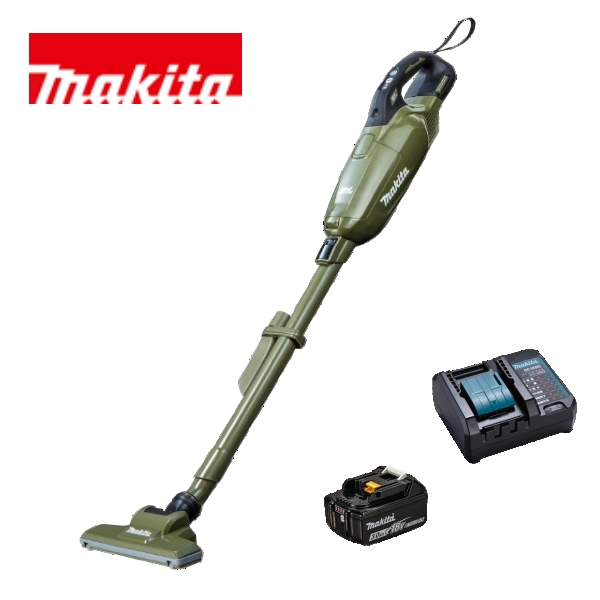 当店だけ！バッテリー充電器も1年保証! マキタ コードレス掃除機 18V 紙パック式 オリーブ バッテリー コンパクト充電器 当店オリジナルセット CL285FDRFO (コンパクト・静音ver)