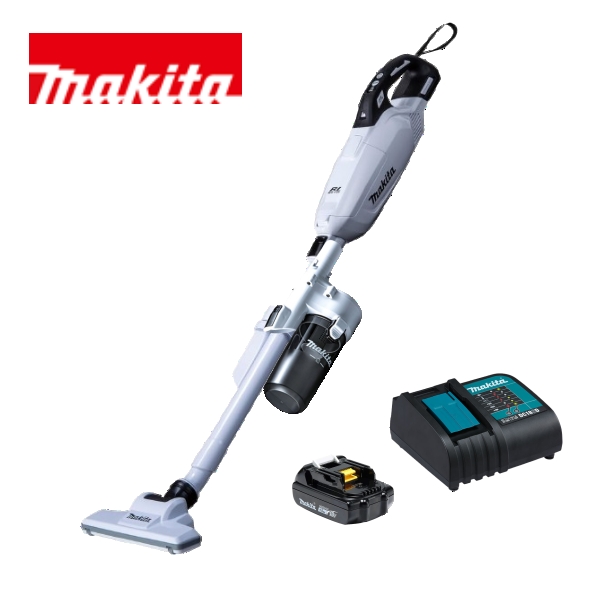 当店だけ！バッテリー充電器も1年保証! マキタ コードレス掃除機 18V 紙パック式 白 CL285FDZW+ ショートサイクロン + 軽量バッテリー + 静音充電器 充電式 クリーナー スイッチ 当店オリジナルセット CL285FDRFW (サイクロン・軽量・静音ver)