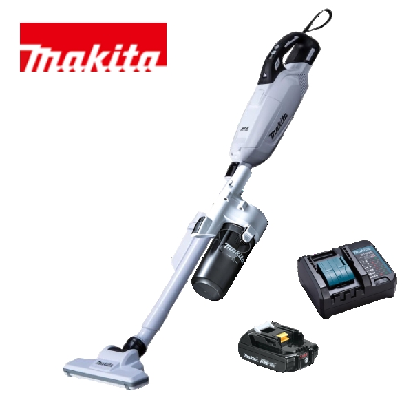 当店だけ！バッテリー充電器も1年保証! マキタ コードレス掃除機 18V 紙パック式 白 CL285FDZW+ ショートサイクロン + 軽量バッテリー + コンパクト充電器 充電式 クリーナー スイッチ 当店オリジナルセット CL285FDRFW (サイクロン・コンパクト・軽量・静音ver)