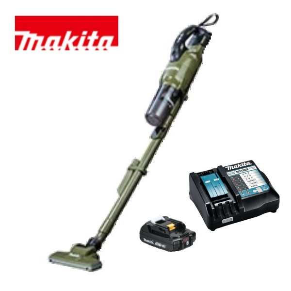 当店だけ！バッテリー充電器も1年保証! マキタ コードレス掃除機 18V サイクロン一体式 オリーブ 当店オリジナルセット CL286FDRFO (軽量・静音ver)