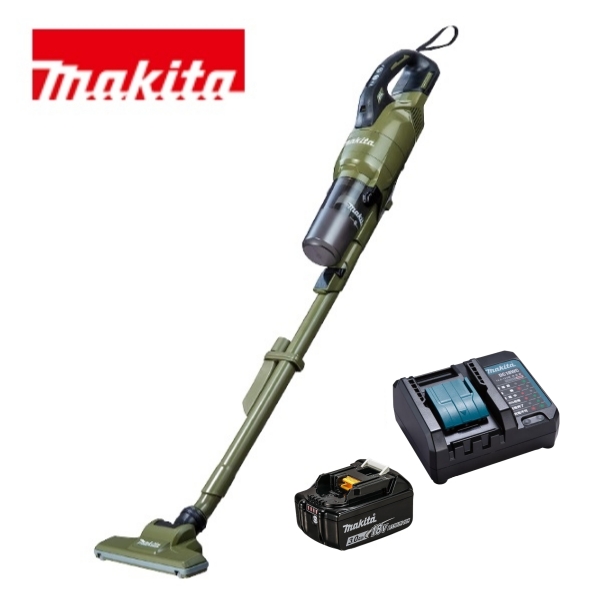 当店だけ！バッテリー充電器も1年保証! マキタ コードレス掃除機 18V サイクロン一体式 オリーブ CL286FDZO + バッテリー BL1830B + コンパクト充電器DC18WC 充電式 クリーナー スイッチ 当店オリジナルセット CL286FDRFO (コンパクト・静音ver)