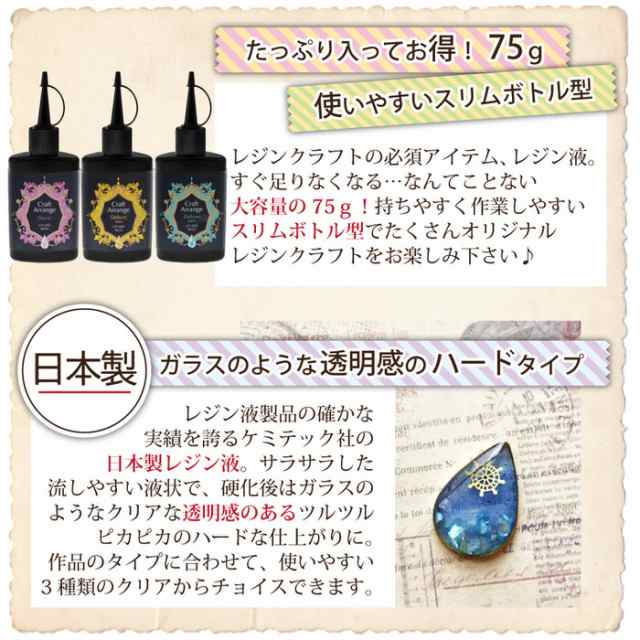 UVレジン液 大容量 レジン液 75g スリムボトル 10本セット ...