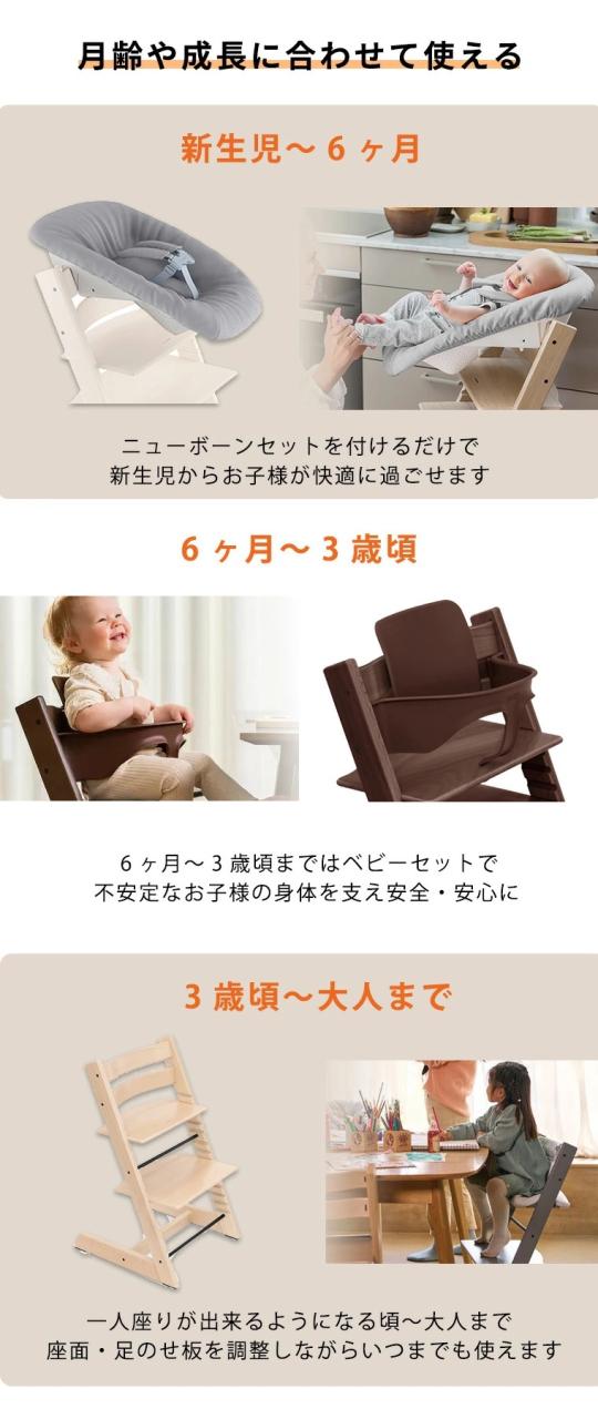 【正規販売店】 ストッケ トリップトラップ ハイチェア ニューボーンセット 2点 セット 新生児 離乳食 木製 北欧 イス ベビー 正規品 7年保証 STOKKE TRIPP TRAPP ベビーチェア キッズチェア ダイニングチェア 出産祝い 出産準備 おしゃれ 退院準備 グレー ハーネス付き_12