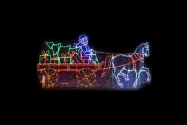 IDC-RLS204 【イルミネーション】クリスマスイルミネーション【ブラウン】【馬車】【馬】【ツリー】【クリスマス】【平面】【壁掛け】【輝き】【電飾】【LED】【モチーフ】【かわいい】