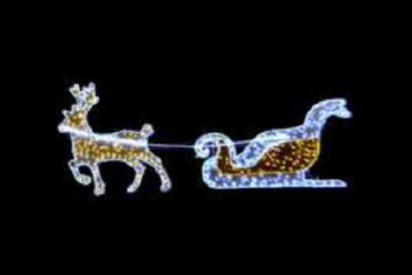 IDC-RLS261  【イルミネーション】クリスマスイルミネーション【ホワイト】【ブラウン】【そり】【トナカイ】【クリスマス】【平面】【壁掛け】【輝き】【電飾】【LED】【モチーフ】【かわいい】