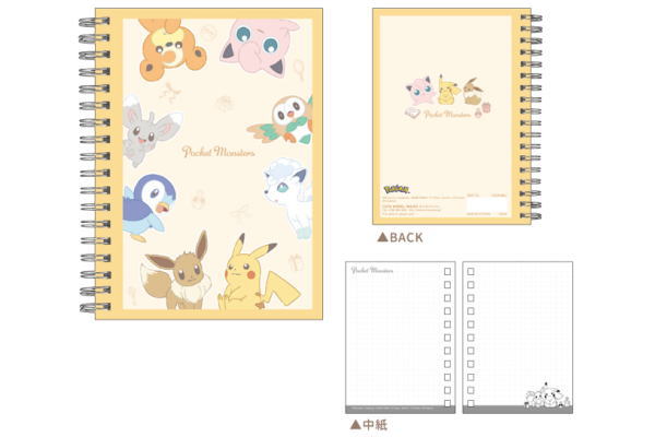 ポケモン　リングノート　ピカチュウ　イーブイ カミ302755 【ポケットモンスター】A6Wリングノート【集合