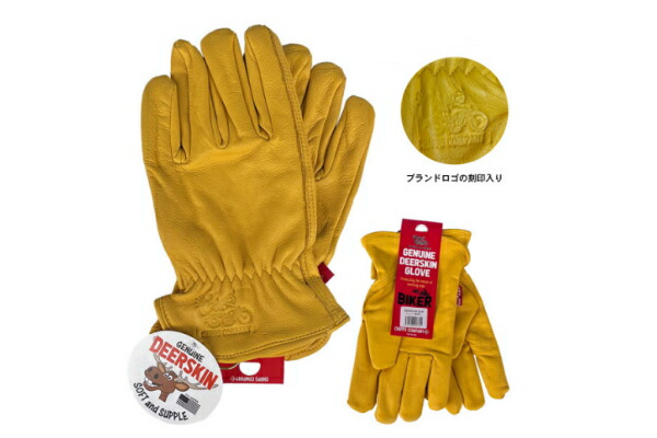 鹿革 冬用 レザーグローブ バイク タトゥー アメリカン カスタム 裏